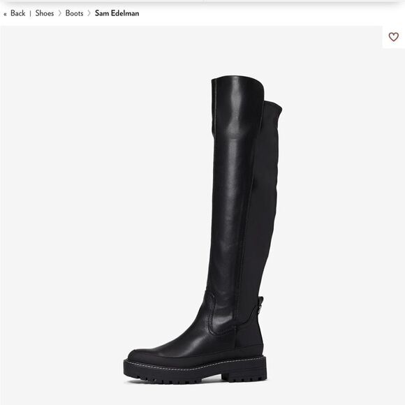 NEW WITHOUT TAGS SAM EDELMAN LERUE TALL RIDING BOOTS IN BLACK VEGAN LEATHER - Picture 2 of 13